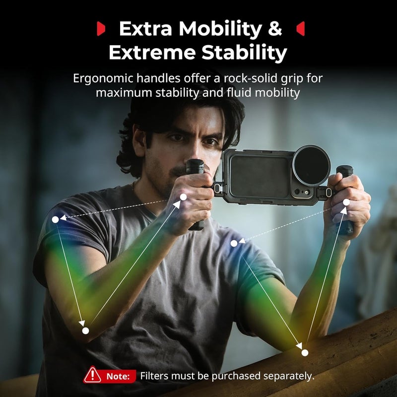 SMALLRIG حامل فيديو للهاتف مزدوج محمول لجهاز iPhone 17 Pro Max، مجموعة حامل الهاتف مع مقبض جانبي لاسلكي سريع الإطلاق، لوحة خلفية عدسة T-Mount مقاس 17 مم لتسجيل الفيديو/يوتيوب/البث المباشر/فلوغ - 5541 - Image 2